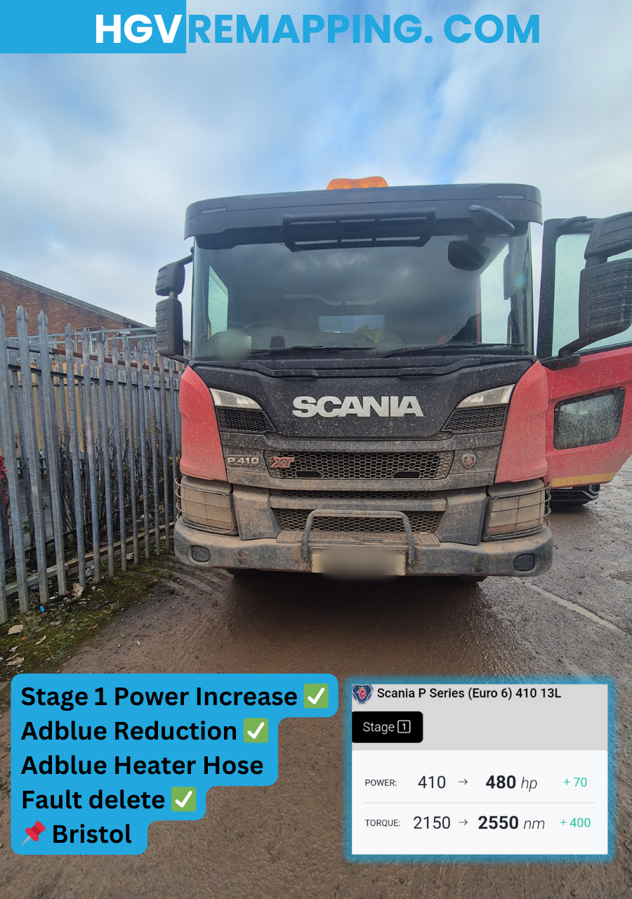 Remapping a scania truck for better fuel and more power. Contact HGV remapping