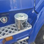Scania APS / desiccant filter replaced to maintain dry, clean air in the braking system.