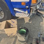 Fresh air filter fitted on Scania for improved airflow and engine efficiency.