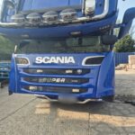 Blue Scania truck being serviced in Oxford